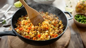 Je prépare ce riz sauté carotte-poireau à la sauce soja dès que j’ai envie d’un dîner healthy express