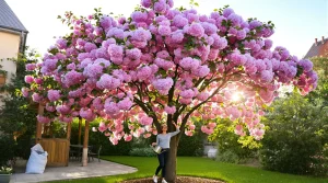 Cet arbre pousse aussi vite que le bambou, mais sa floraison remarquable fait toute la difference